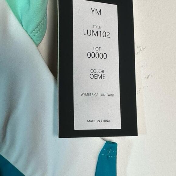 Lumi Collective Asymmetrical Colorblock Teal Mint Unitard Dance Gymnastics YM - Picture 5 of 14